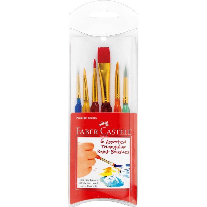 6 ct Triangular Handle Paintbrush Set