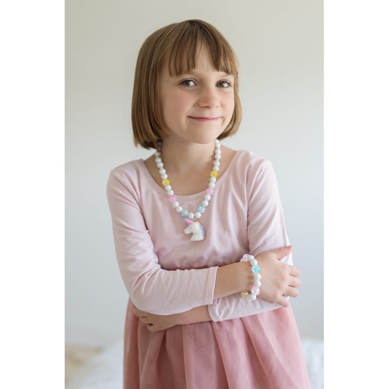 White Unicorn Necklace & Bracelet Set