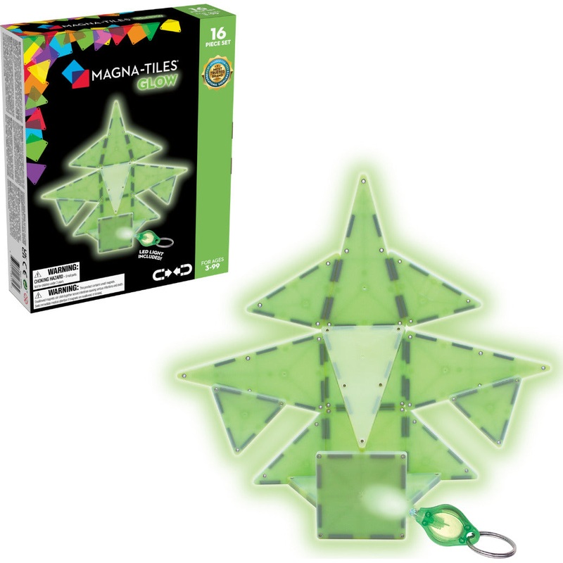 MAGNA-TILES Glow 16-Piece Magnetic Construction Set, The ORIGINAL Magnetic Building Brand