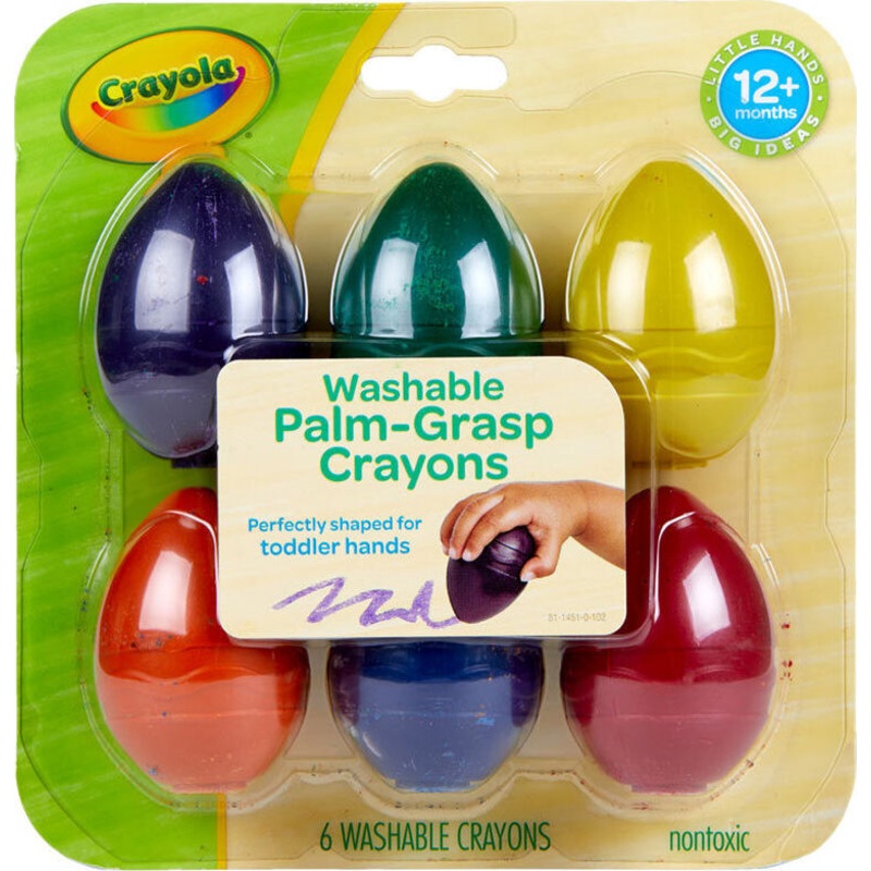 6 Count Washable Palm-Grasp Crayons
