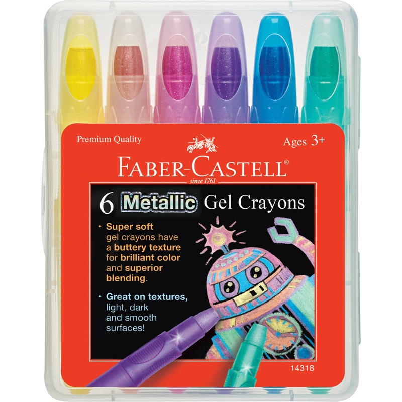 6 Metallic Gel Crayons in Storage Case