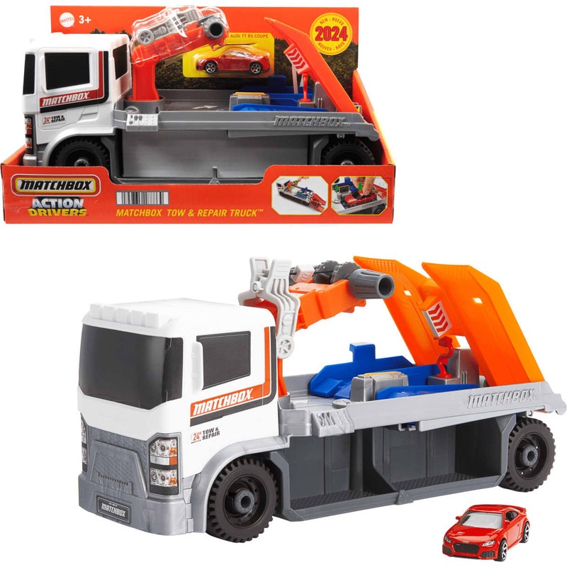 Matchbox Action Driver Tow & Repair Truck with 1:64 Scale Car