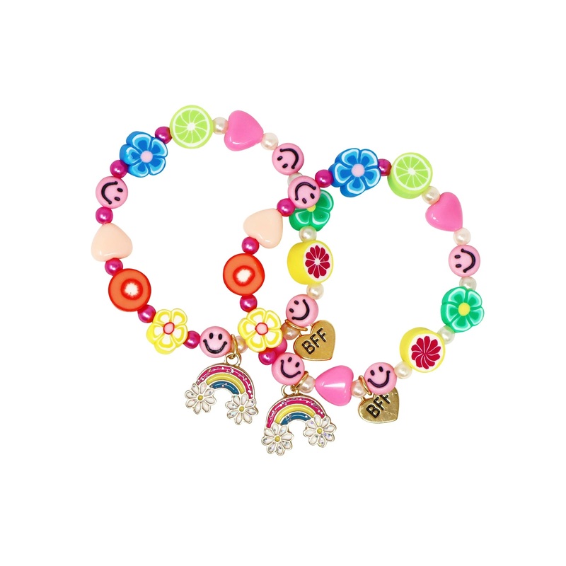 Pink Poppy Bracelet Rainbow Jewelled Heart