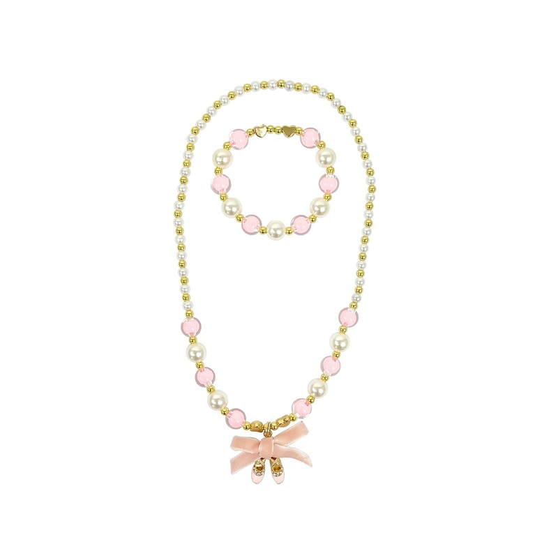 Pink Poppy Ballerina Necklace & Bracelet Set