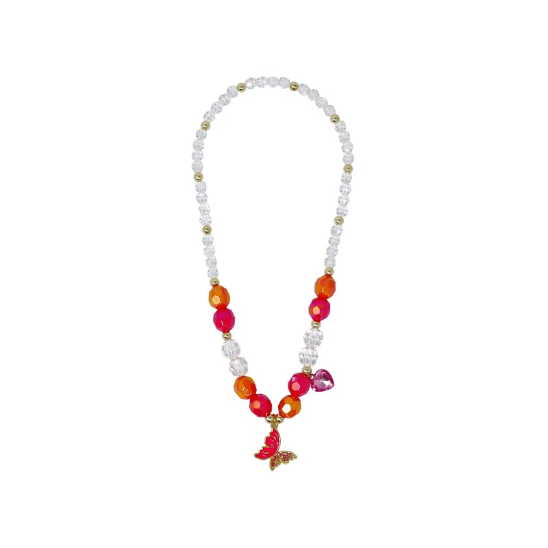 Pink Poppy Butterfly Friends Necklace