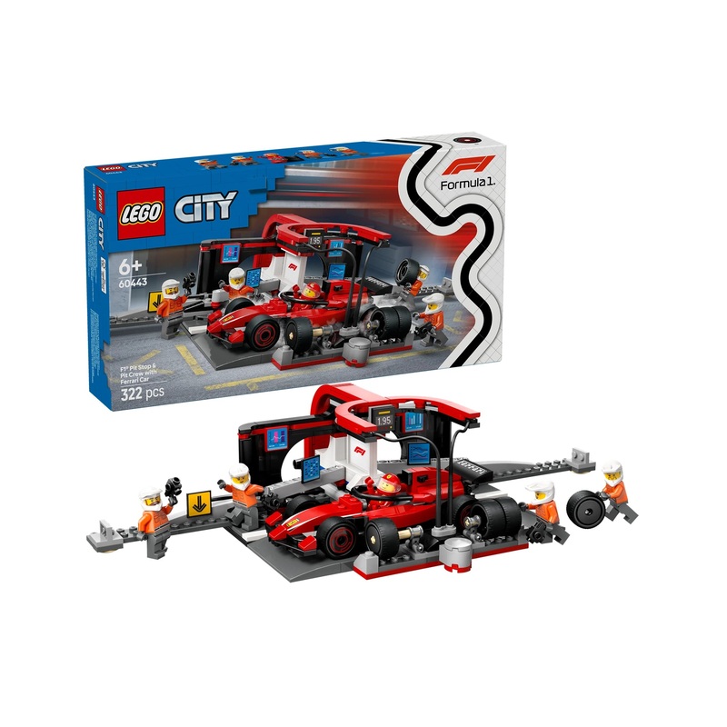 60443 F1 Pit Stop & Pit Crew with Ferrari Car