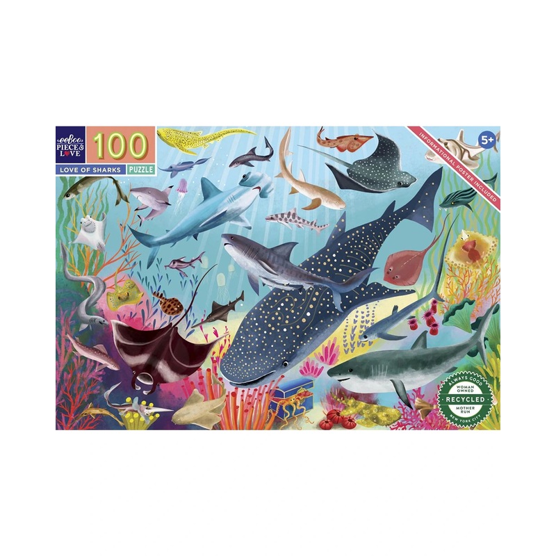 eeBoo 100PC Puzzle Love of Sharks