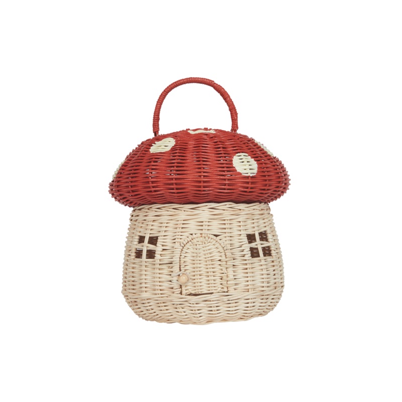 Olli Ella Rattan Mushroom Basket – Red