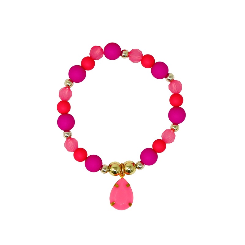 Pink Poppy Fairy Beaded Bracelet with Pink Pendant