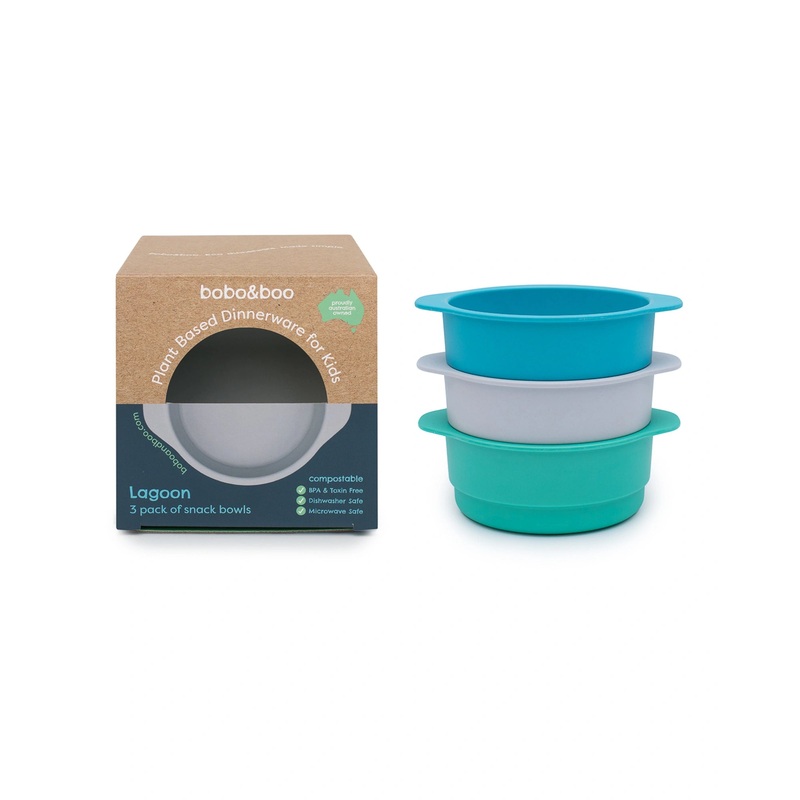 Bobo & Boo 3PK Plant Based Snack Bowls Lagoon
