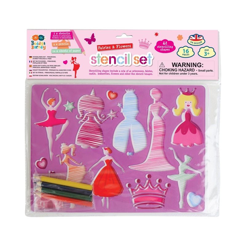 Buddy and Barney Stencil And Pencil Double Pack Fairies And Flowers