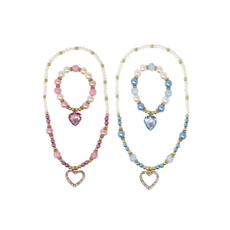 Dance Pearl Heart Necklace and Bracelet Set