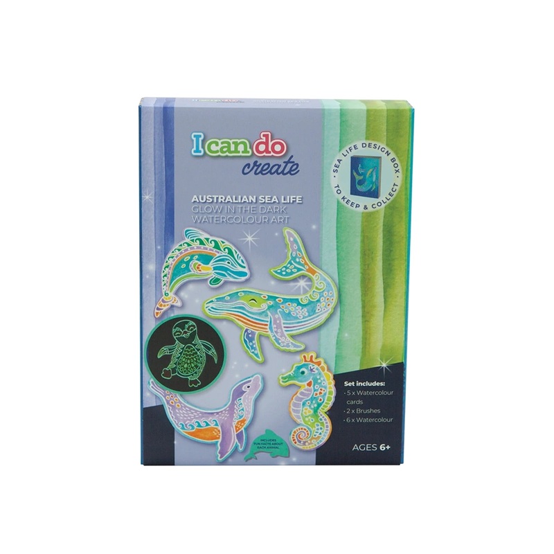 Icando Australian Sea Life Glow in the Dark Watercolour Art Set
