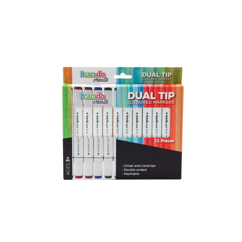 Icando Dual Tip Coloured Markers 12pcs