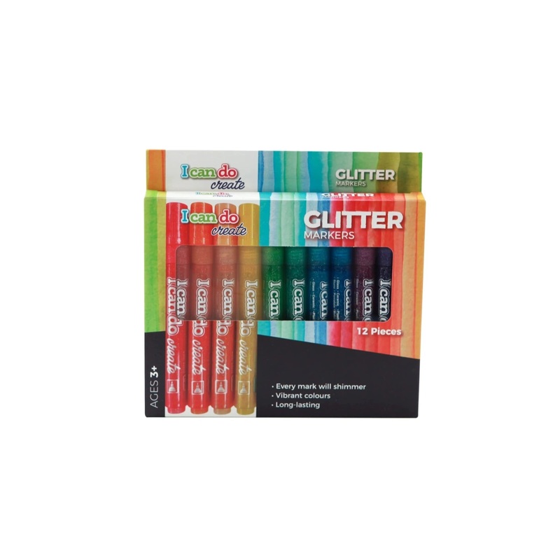 Icando Glitter Markers 12pcs