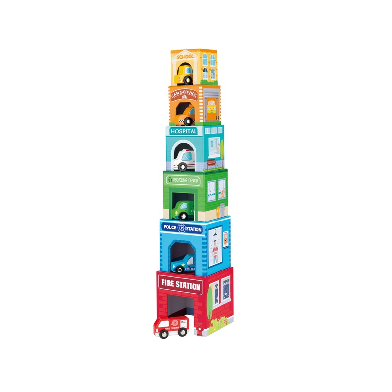 Bello Stacking Cubes with Vehicles