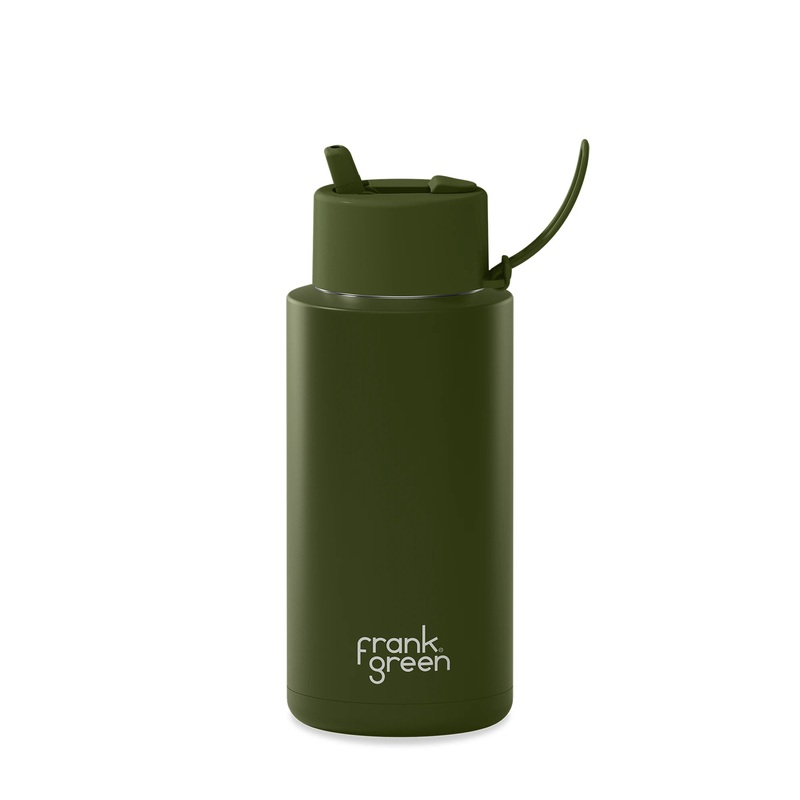 frank green 1L Reusable Bottle Flip Lid Khaki