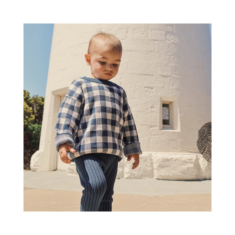 Kynd Baby Jacquard Knit Jumper – Navy Gingham