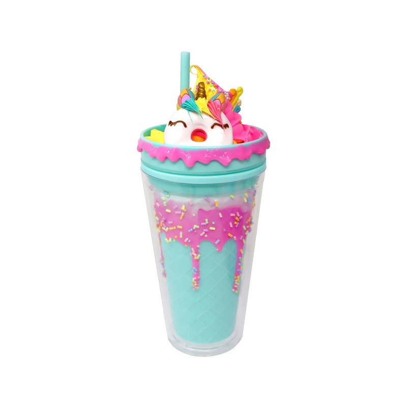 Pink Poppy Unicorn Donut Drinking Cup – Blue