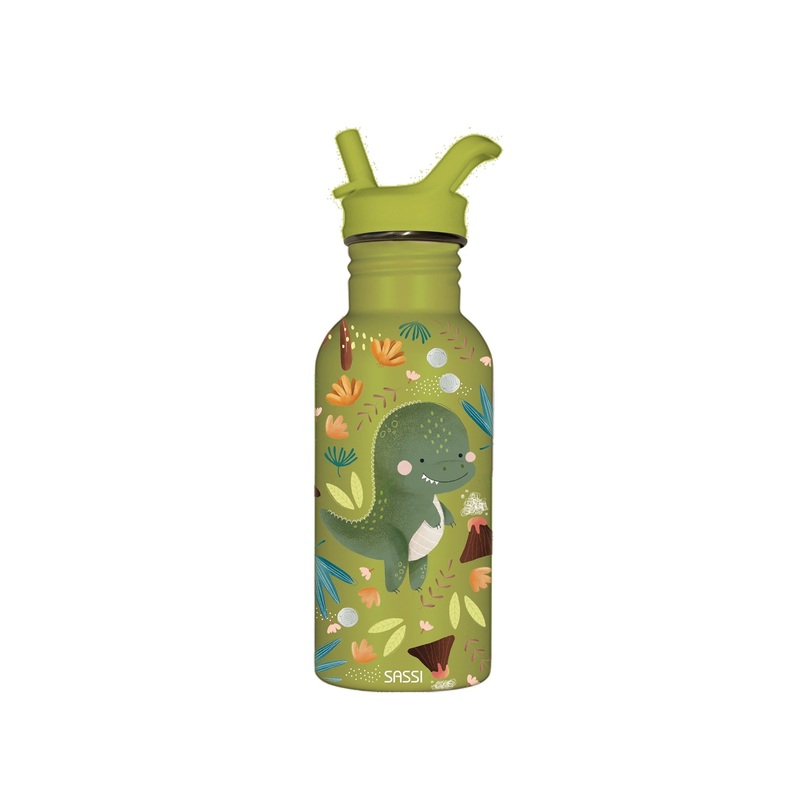 Sassi Stainless Steel Drink Bottle 500 Ml Cracky The Dinosaur