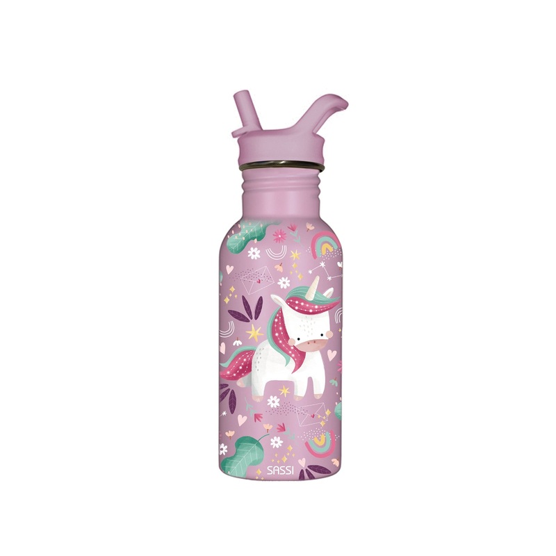 Sassi Stainless Steel Drink Bottle 500 Ml Sparkly The Unicorn