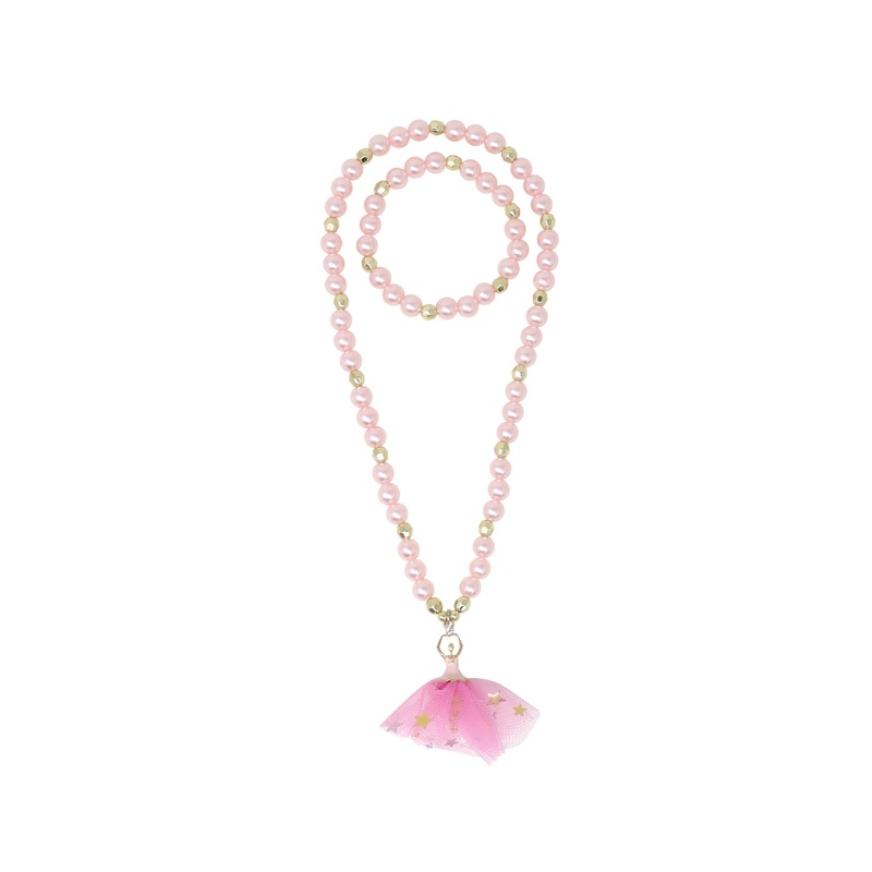 Pink Poppy Ballerina Charm Necklace and Bracelet Set
