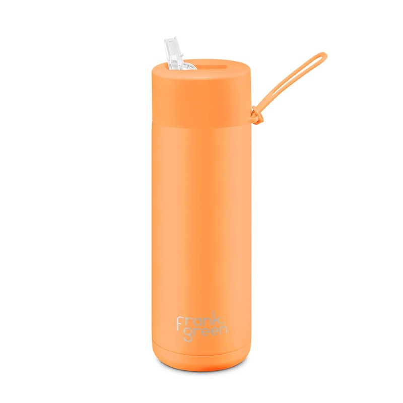 Neon Orange Reusable Bottle Ultimate Ceramic Straw – 595ml
