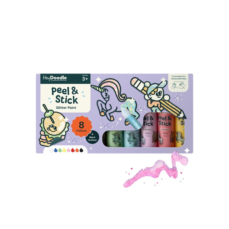 HeyDoodle Peel & Stick Glitter Paint – Easy Peel and Stickable Colours