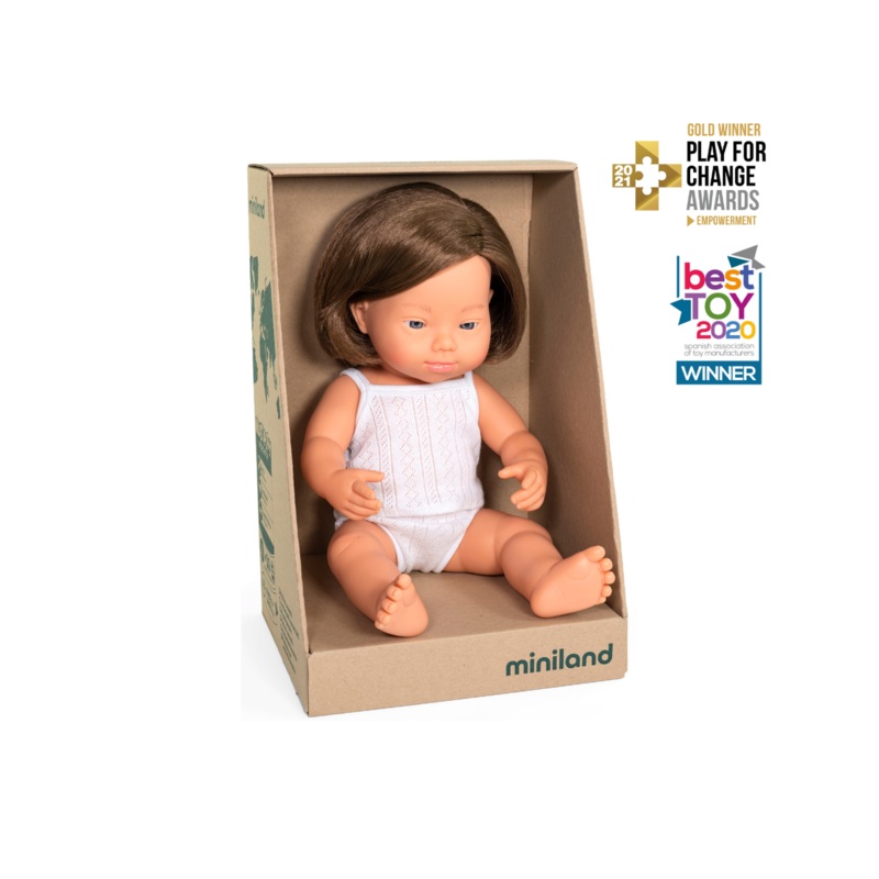 Miniland Anatomically Correct Baby Doll Down Syndrome Caucasian Girl 38 cm