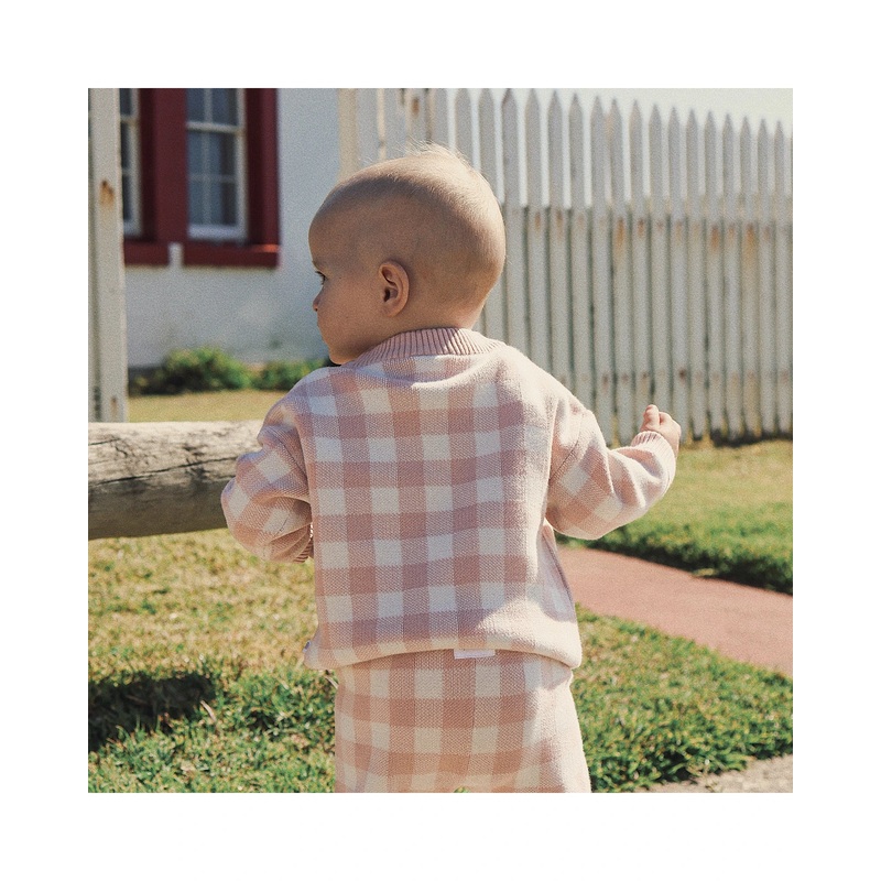 Kynd Baby Jacquard Knit Jumper – Pearl Gingham
