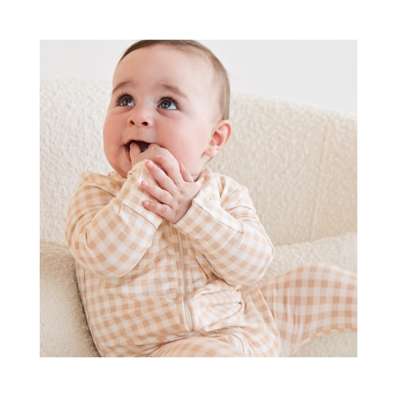 Kynd Baby Day Or Night Onesie – Neutral Gingham