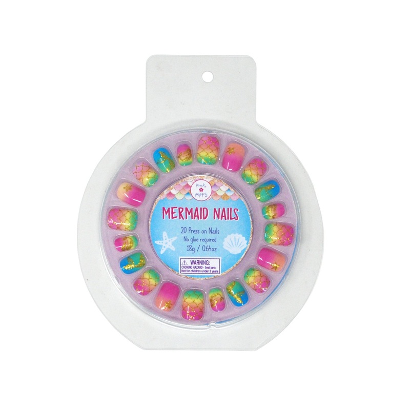 Pink Poppy Rainbow Mermaid Press on Nails