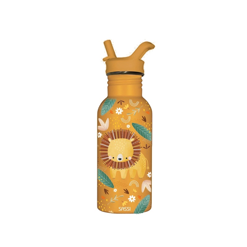 Sassi Stainless Steel Drink Bottle 500 Ml Chompy The Lion