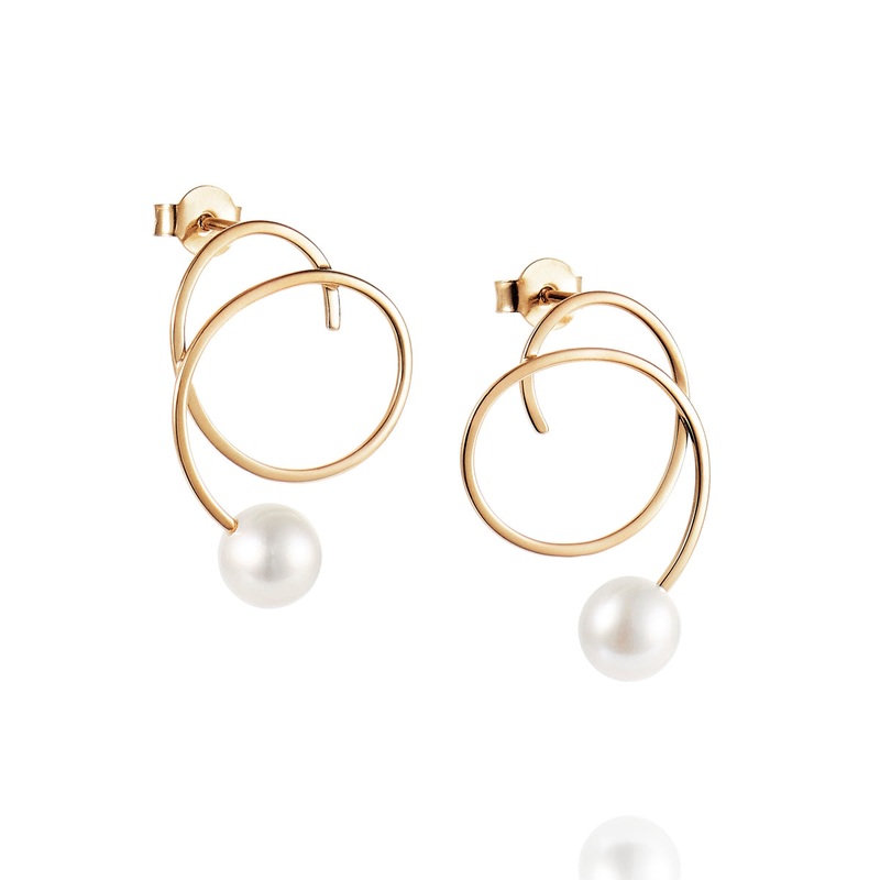Efva Attling Little Curly Pearly Earrings Gold
