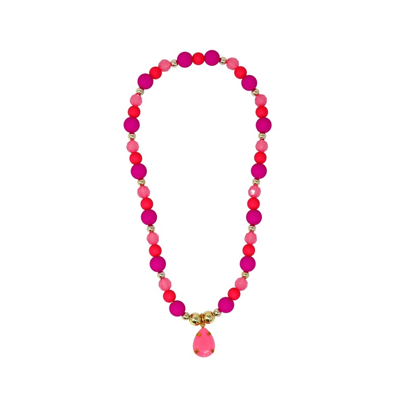 Pink Poppy Fairy Delight Beaded Necklace with Pendant