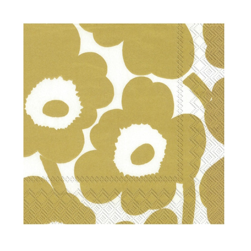 Marimekko Unikko White Gold Cocktail Napkin