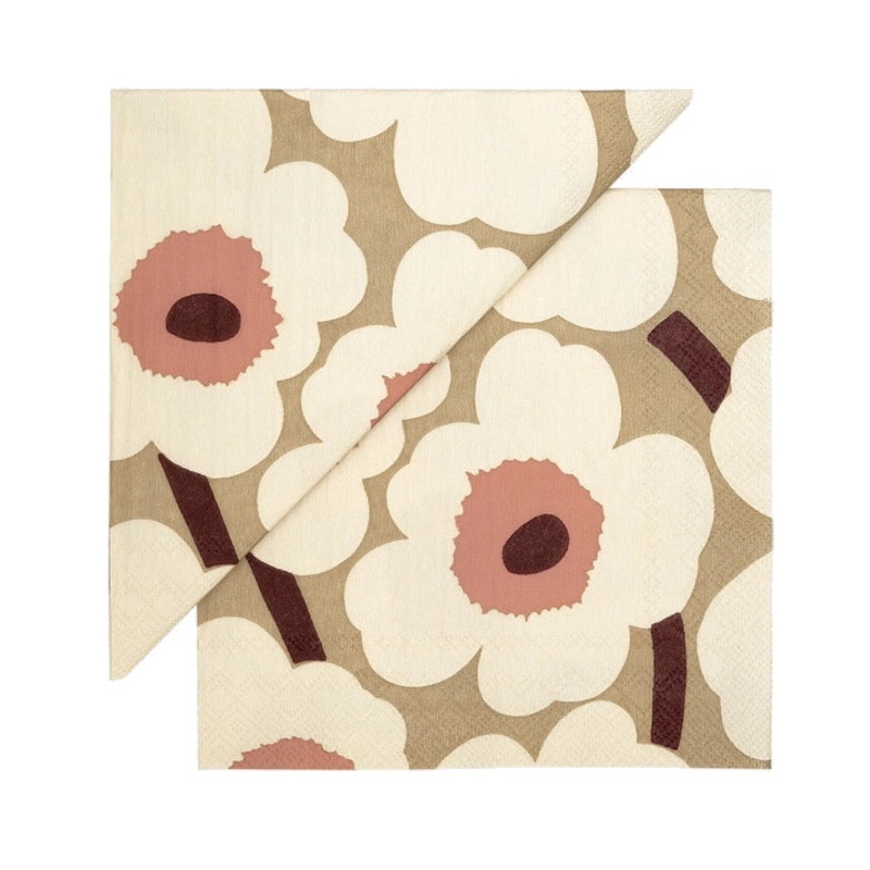 Marimekko Unikko Cream Rose Cocktail Napkin