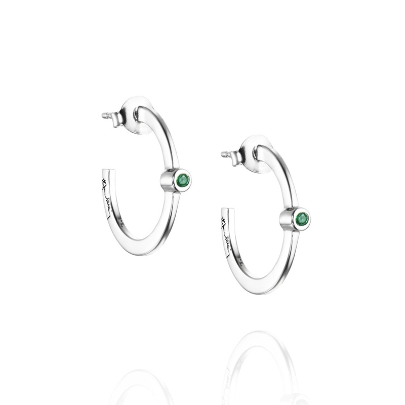 Efva Attling Micro Blink Hoops Green Emerald