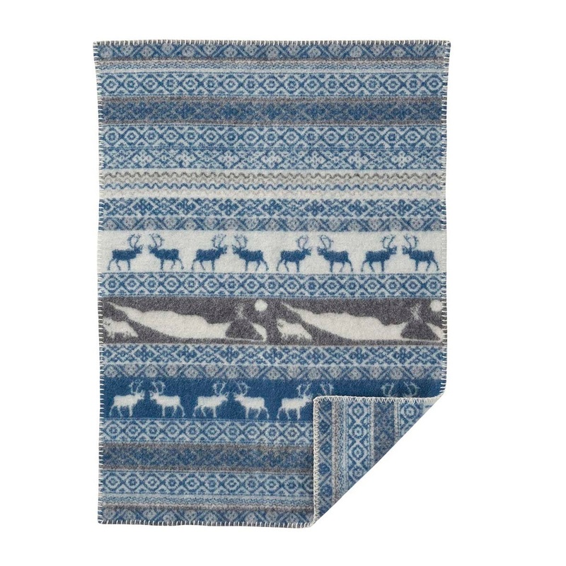 Klippan Sarek Organic Wool Baby Blanket Grey-Blue