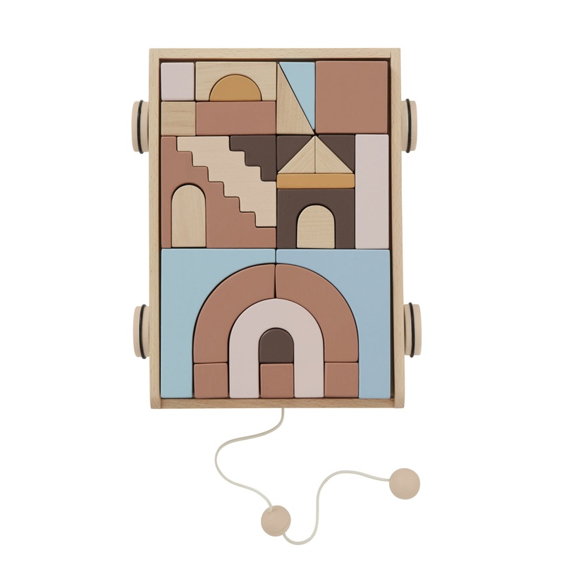 OYOY Wooden Rainbow Wagon w.Blocks