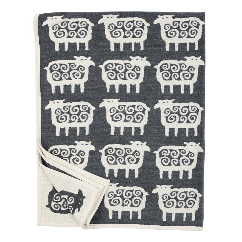 Klippan Black Sheep Organic Cotton Blanket Dark Grey