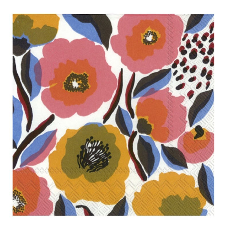 Marimekko Rosarium Napkin white-rose