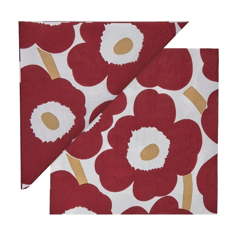 Marimekko Unikko Dark Red Gold Napkin