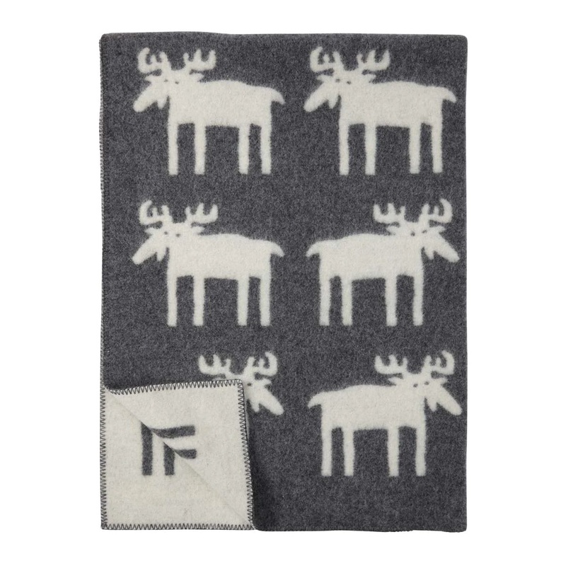 Klippan Moose Wool Blanket Grey-White