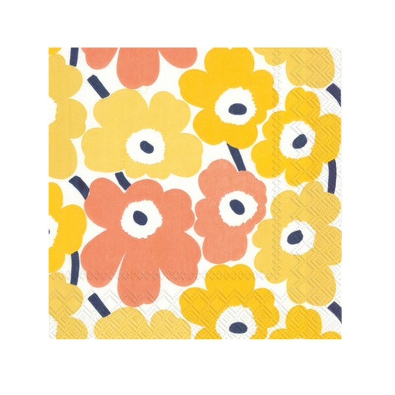 Marimekko Mini Unikko Yellow Cocktail Napkin