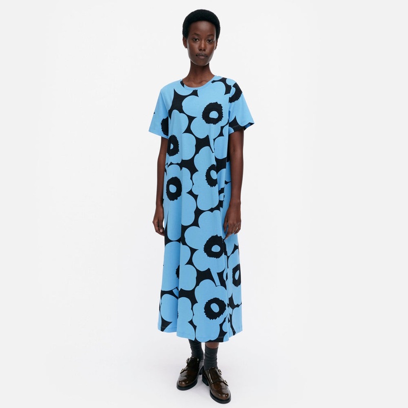Marimekko Pisteinen Unikko Jersey Dress Blue-Black
