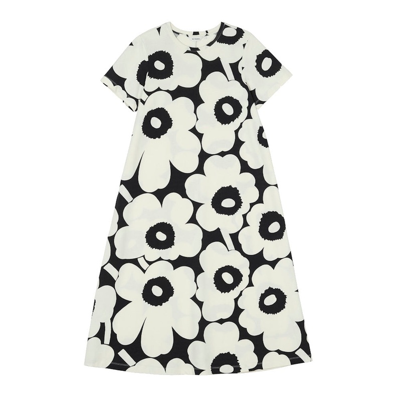 Marimekko Pisteinen Unikko Jersey Dress Offwhite-Grey